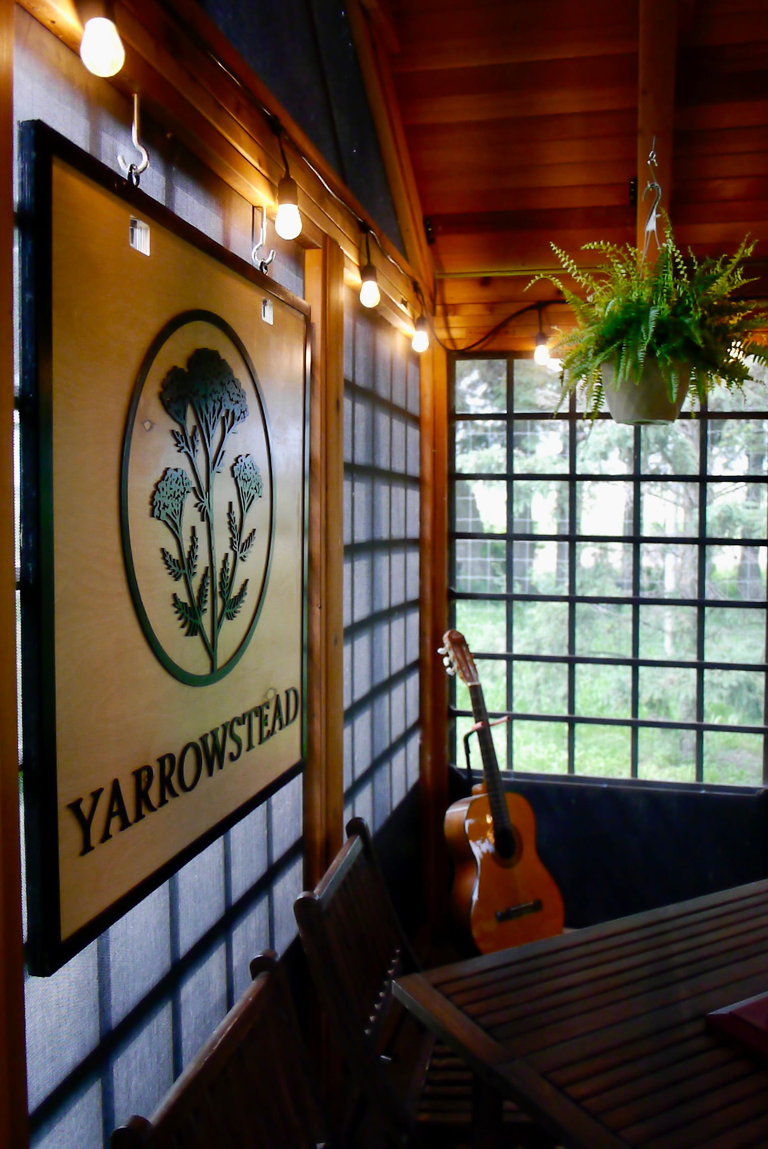 Inside gazebo tea lounge
