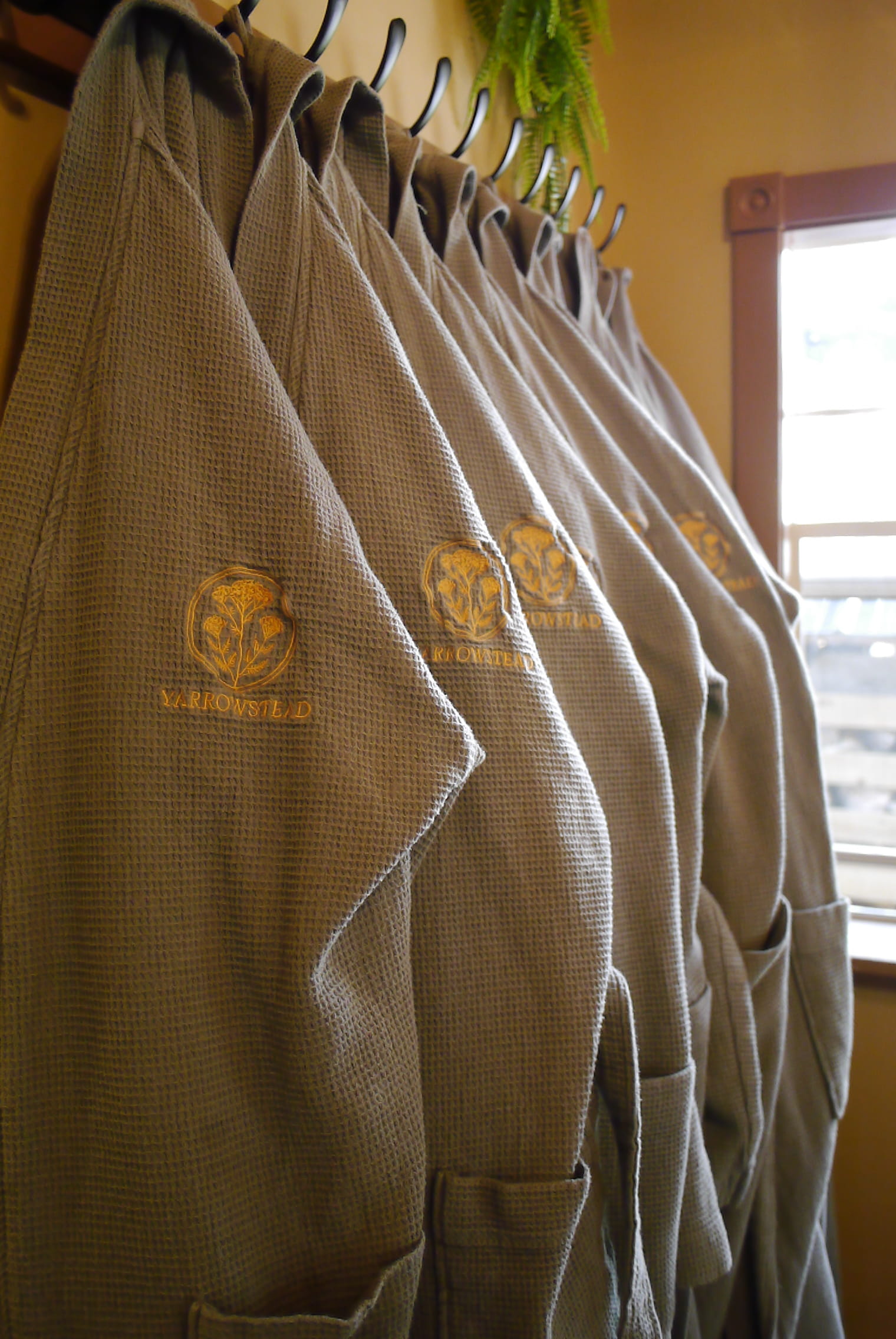 Robes towels and slippers are provided